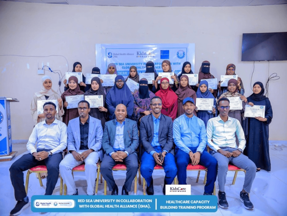 Healthcare capacity building training graduates with Global Health Alliance and Red Sea University
